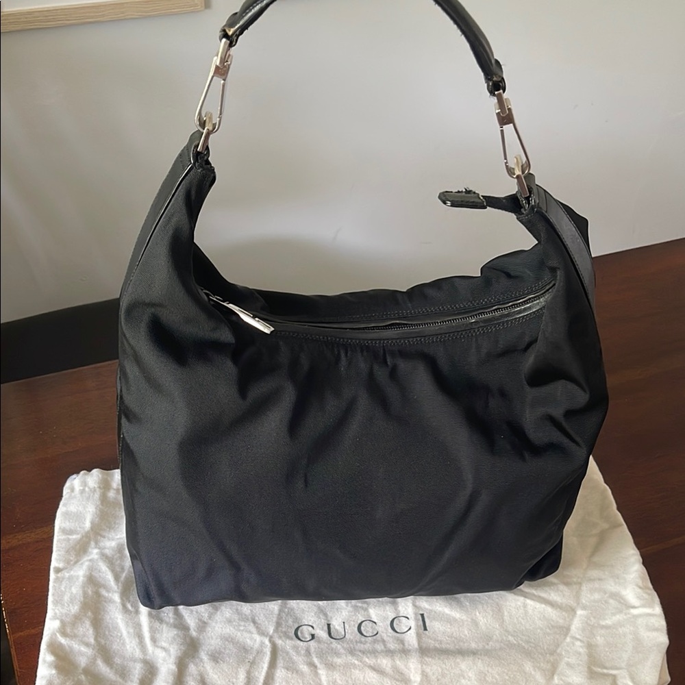 Gucci Black Shoulder Bag with Silver Hardware